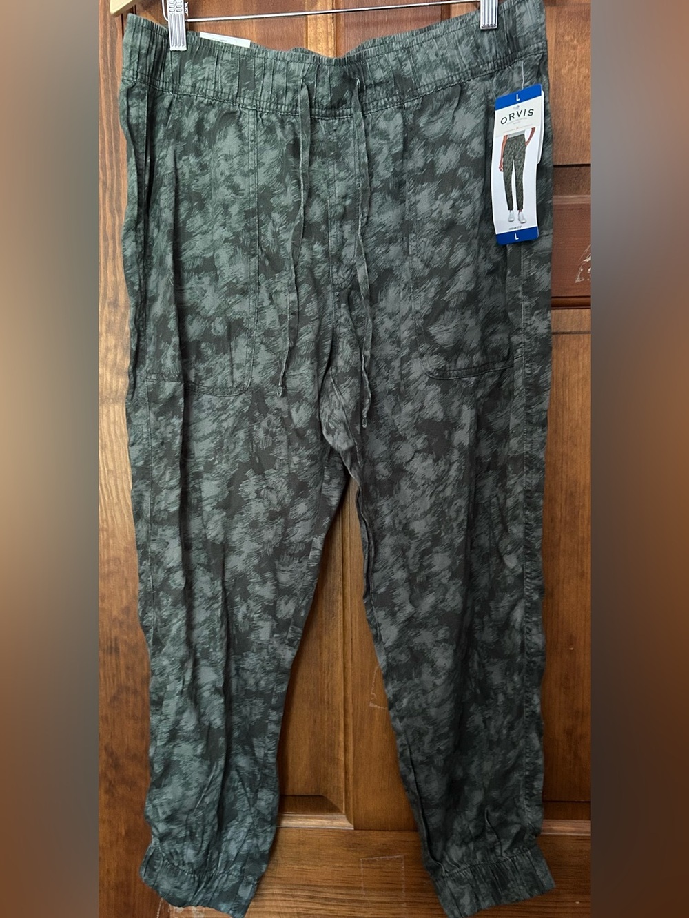 Orvis Women’s Olive Green Patterned Drawstring Joggers
